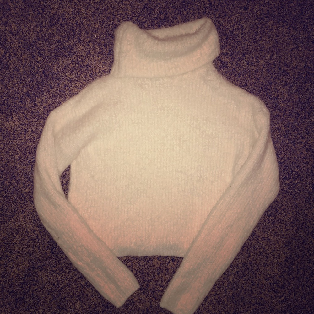 White fuzzy turtleneck